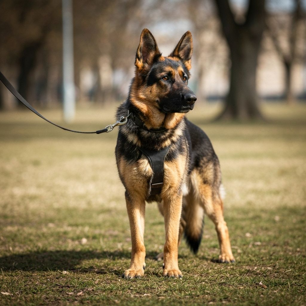 12-month-old German Shepherd showing training maturity
