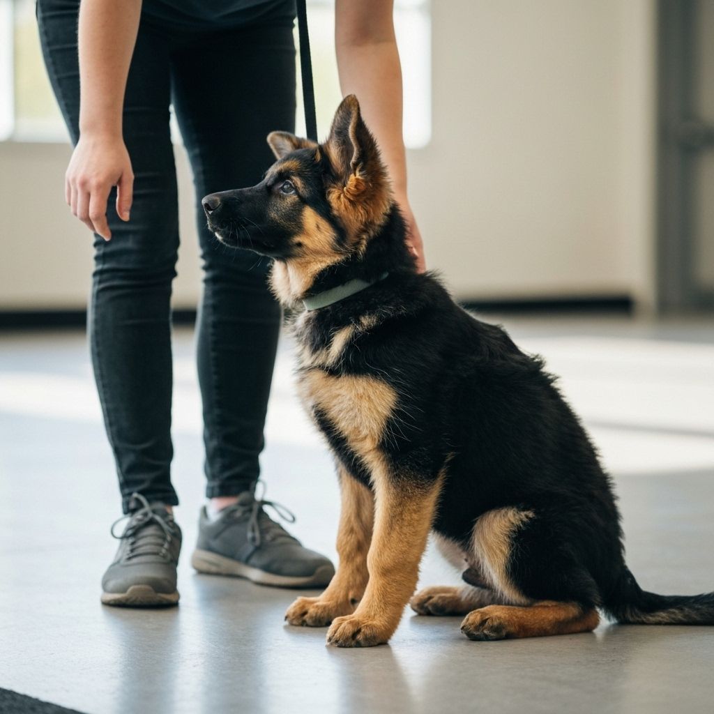 3-month-old German Shepherd learning basic commands
