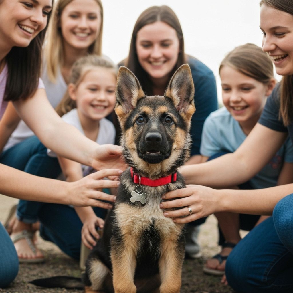 8-week-old German Shepherd puppy during early socialization